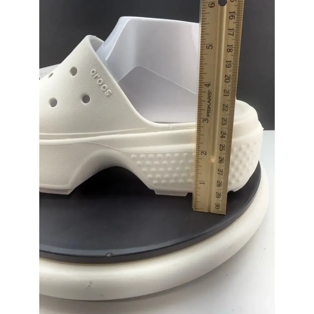 Crocs Stomp Slide Womens Size 9 White Platform Slip On Sandals‎ Shoes 209346-0VV